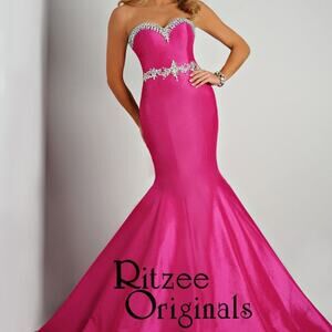 Ritzee Original Hot Pink Size 6 Mikado Mermaid Dress